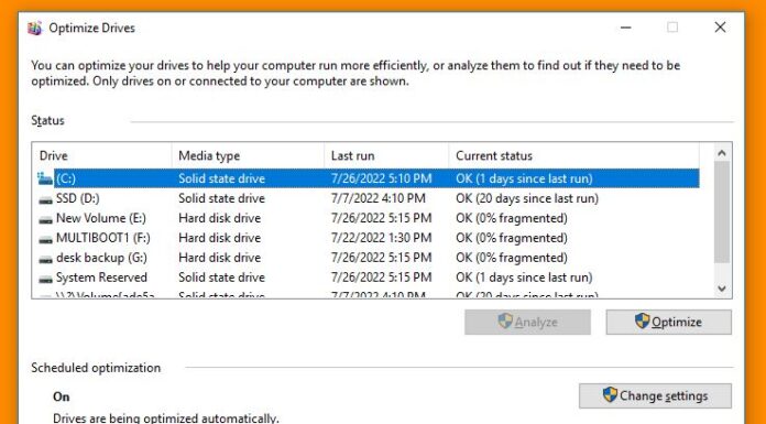 Defragmentation in Windows 10 and 11